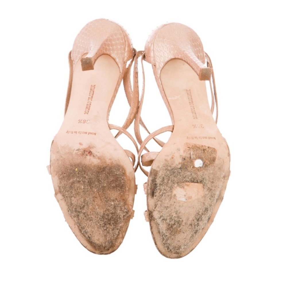 Manolo Blahnik Nude Pink Strappy Open-Toe Heels - Picture 4 of 4